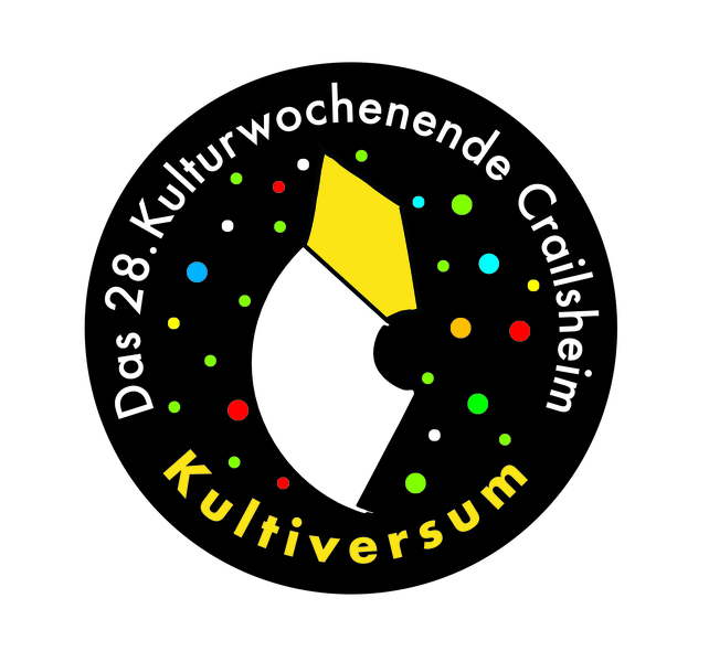 gelbe Kachel mit einem Kreis und einem Männchen in der Mitte, vom mittleren großen Kreis gehen vier weitere kleinere Kreise weg